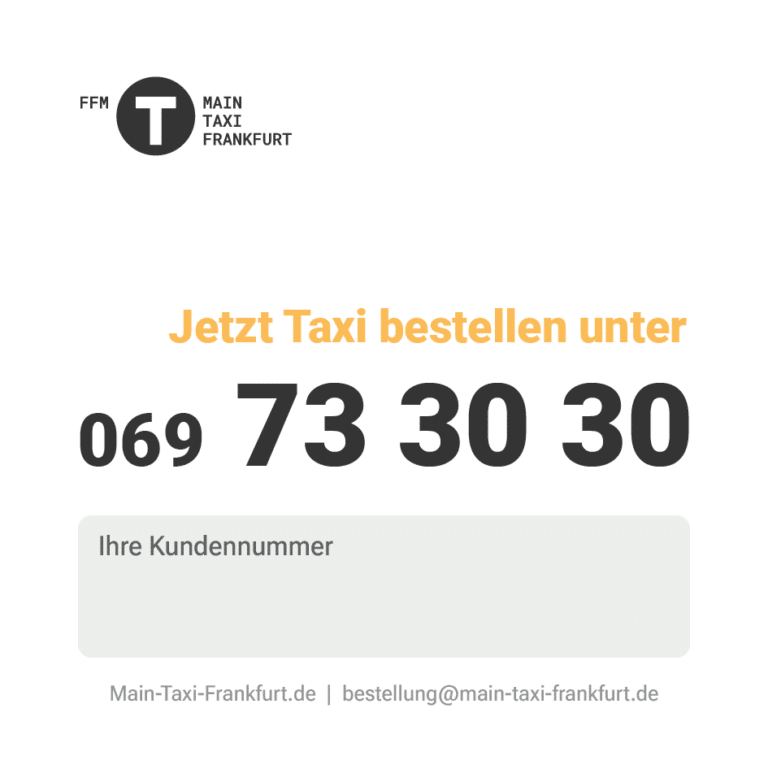 Main Taxi Frankfurt Kundennummer Aufkleber